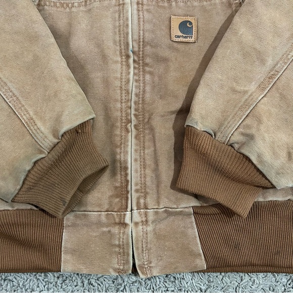Vintage Carhartt Canvas Hooded Active Jacket Mens XL Lined Zip Workwear J160 BRN - Picture 3 of 14